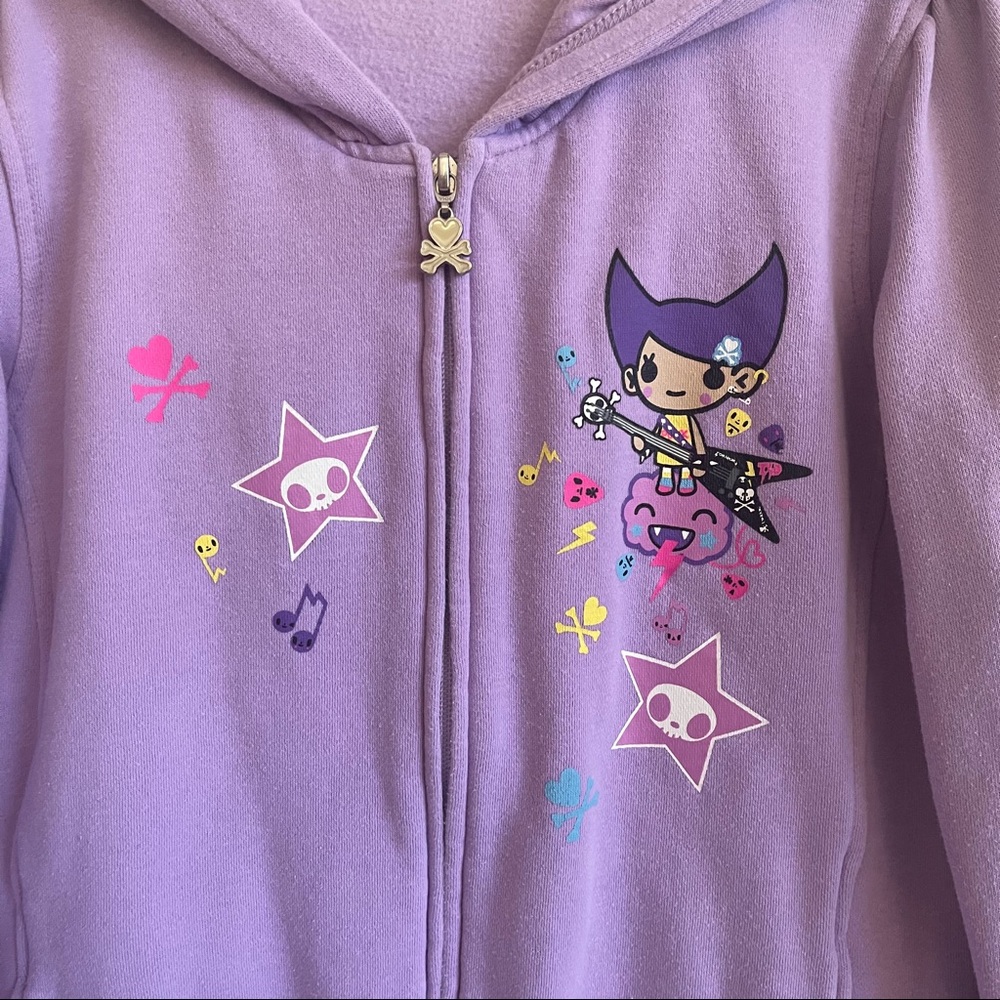 Tokidoki Lavender Zip Hoodie with Music Notes / Character Graphic